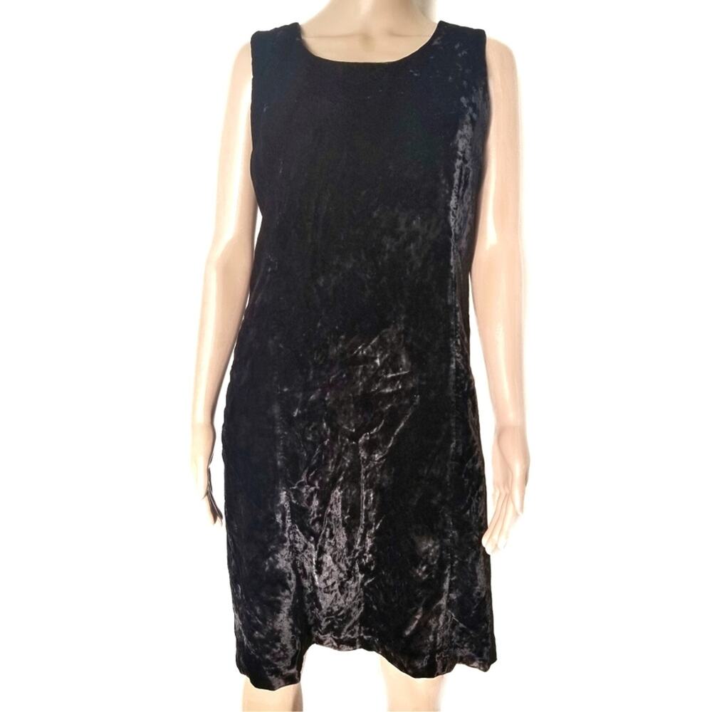 Rafaella | Vtg Black Crushed Velvet Velour Dress
